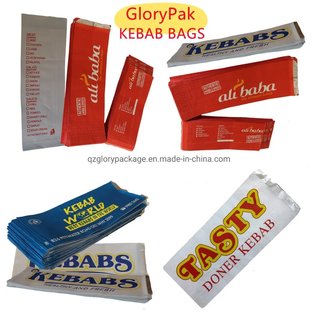 Promotional Food Grade Aluminium Foil Lined Paper Bag Kebab Bag